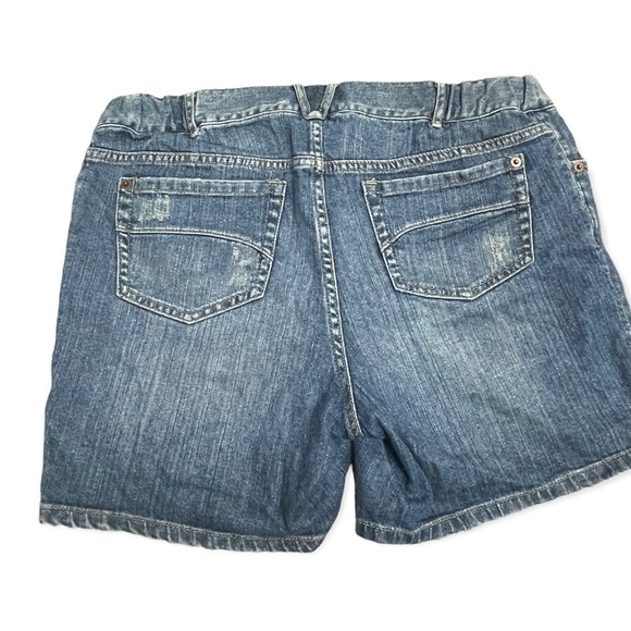 liz Lange Denim Maternity Shorts, Distressed, Medium - Picture 2 of 6
